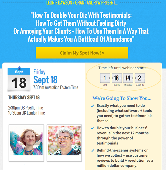 New FREE Webinar Training: How To Double Your Biz With Testimonials